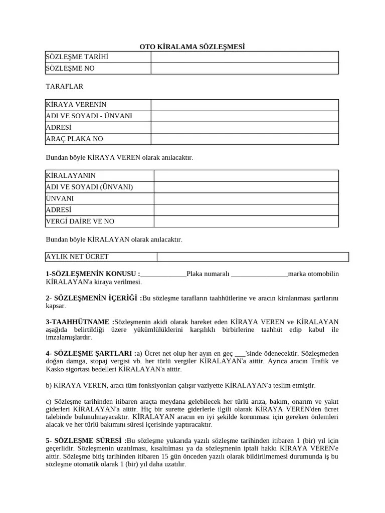 Araç Kiralamada Sözleşme Süreci: Müşterilerin Bilmesi Gerekenler